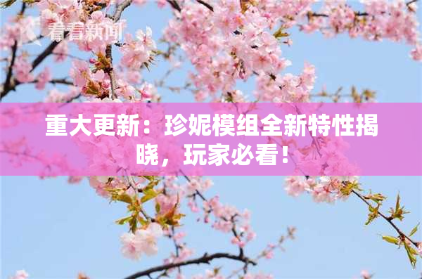 重大更新：珍妮模组全新特性揭晓，玩家必看！