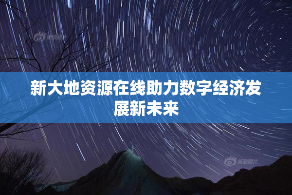 新大地资源在线助力数字经济发展新未来