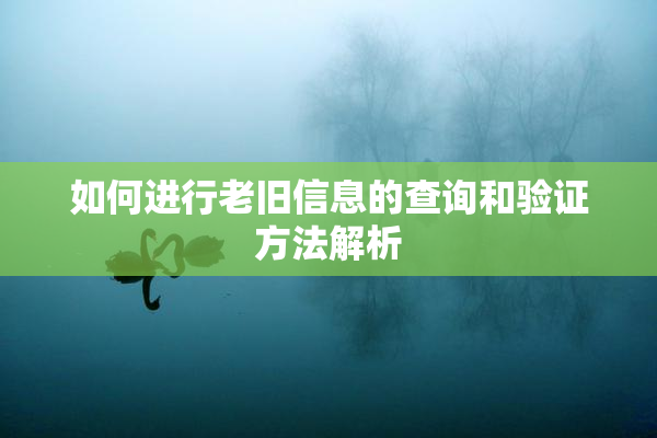 如何进行老旧信息的查询和验证方法解析