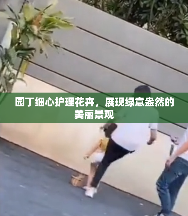 园丁细心护理花卉，展现绿意盎然的美丽景观
