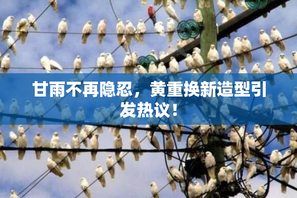 甘雨不再隐忍，黄重换新造型引发热议！