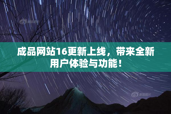 成品网站16更新上线，带来全新用户体验与功能！