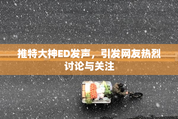 推特大神ED发声，引发网友热烈讨论与关注
