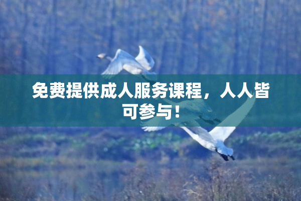 免费提供成人服务课程，人人皆可参与！