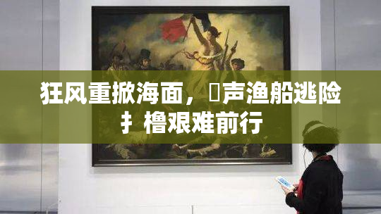 狂风重掀海面，喿声渔船逃险扌橹艰难前行