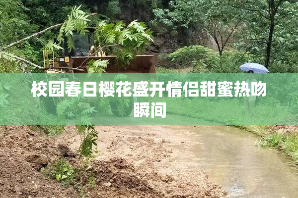 校园春日樱花盛开情侣甜蜜热吻瞬间