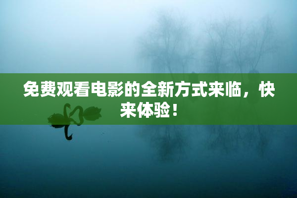 免费观看电影的全新方式来临，快来体验！