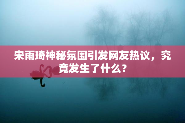 宋雨琦神秘氛围引发网友热议，究竟发生了什么？