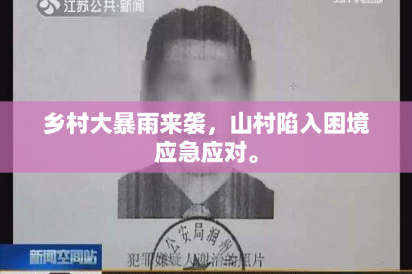 乡村大暴雨来袭，山村陷入困境应急应对。