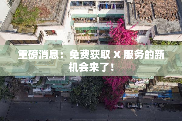 重磅消息：免费获取 X 服务的新机会来了！