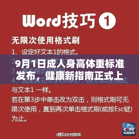 9月1日成人身高体重标准发布，健康新指南正式上线