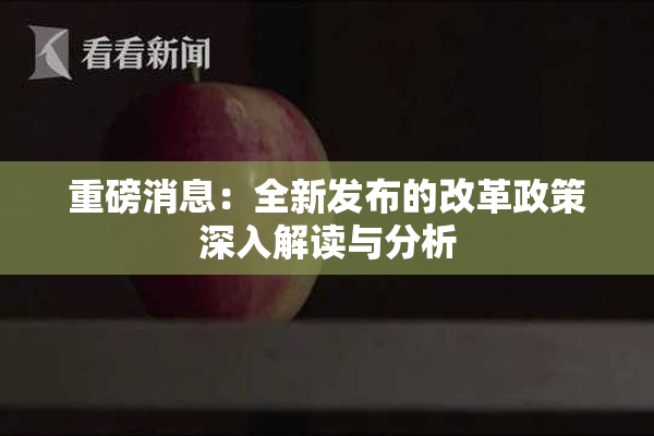 重磅消息：全新发布的改革政策深入解读与分析